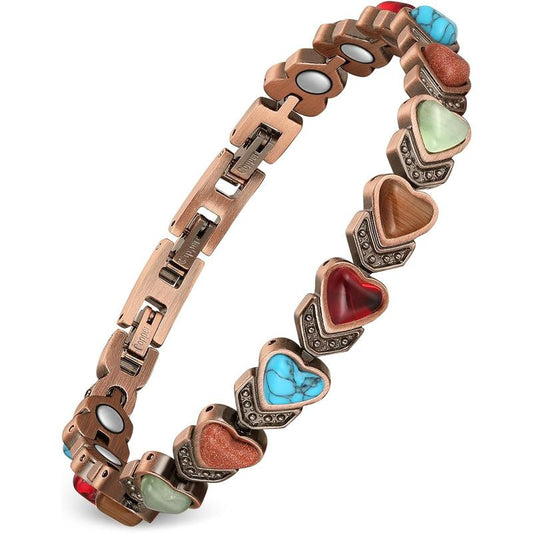 Pulsera de cobre Jecanori para mujer, pulseras magnéticas de cobre puro, piedras preciosas naturales únicas, regalos para mujer