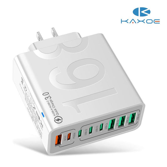 Concentrador USB de carga rápida de 8 puertos (4 USB-C + 4 USB-A) Cargador inteligente portátil para múltiples dispositivos Cargador inteligente para teléfonos, tabletas y más