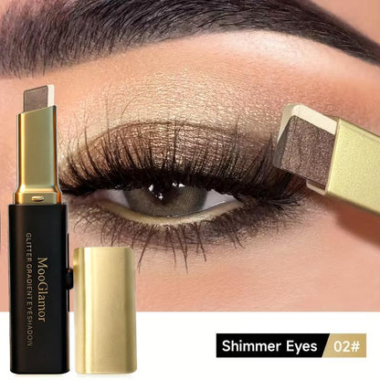 Barra de maquillaje para ojos mate, bicolor, resistente al agua y de larga duración