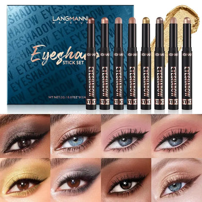 8 unidades - Set de sombras de ojos en crema en formato lápiz