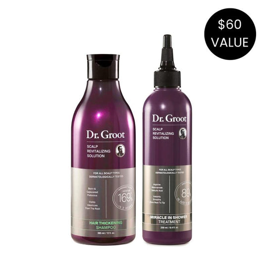 Dr. Groot Hair & Scalp Dynamic Duo Set Acondicionador Cuidado del Cabello Champú de Keratina para un Cabello Más Grueso, Biotina