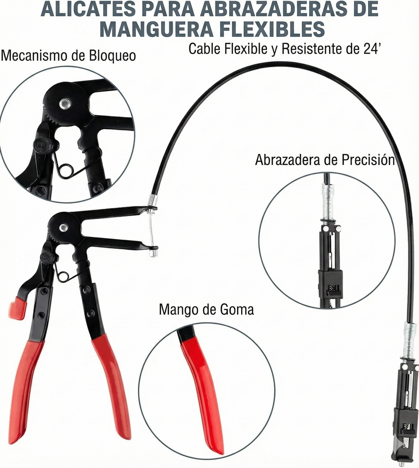 Juego de alicates para abrazaderas de manguera - Alcance largo (9 piezas)