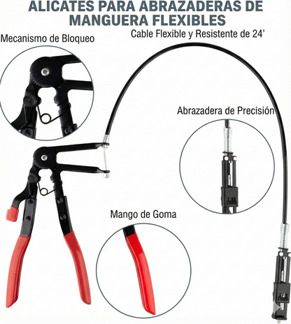 Juego de alicates para abrazaderas de manguera - Alcance largo (9 piezas)