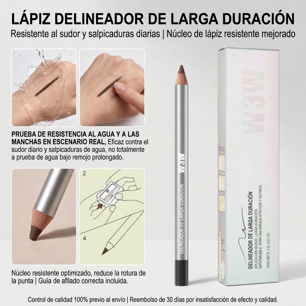 Lápiz delineador de ojos resistente al agua (24 horas) – Fórmula cremosa de larga duración