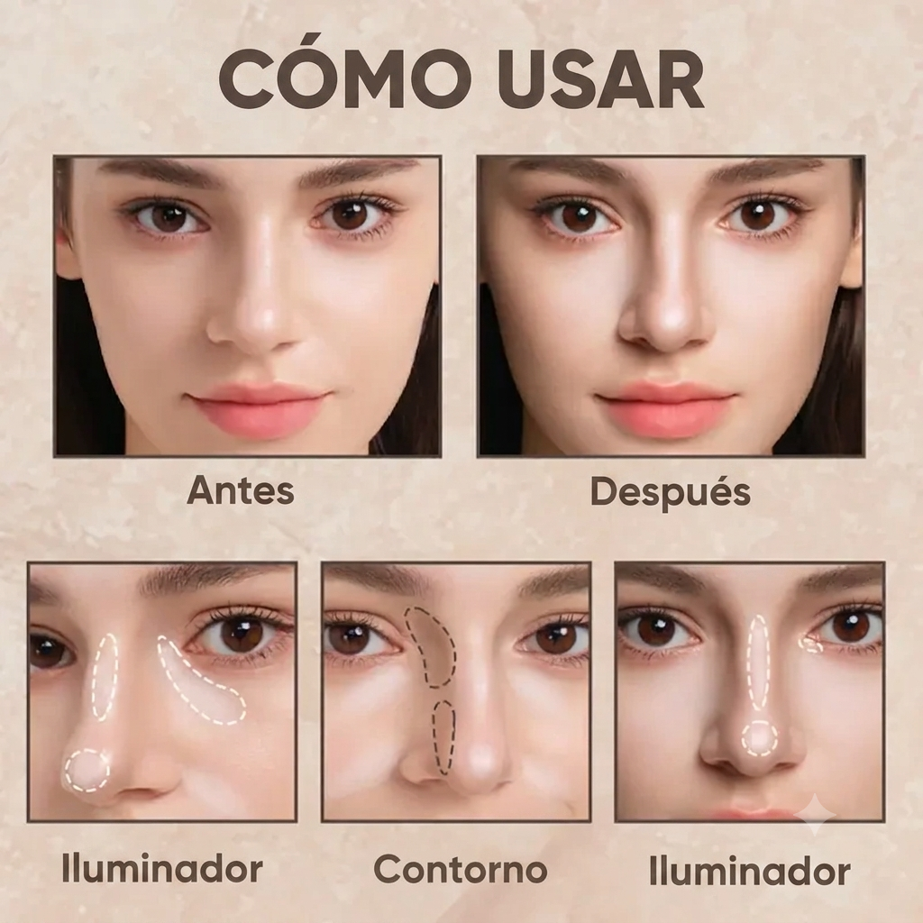 Iluminador y Contorno en Polvo Dúo para Definir Rostro