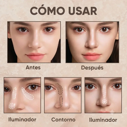 Iluminador y Contorno en Polvo Dúo para Definir Rostro