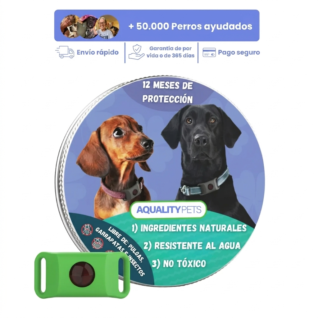 Protege a tu perro de forma natural contra garrapatas, pulgas y parásitos | 12 meses de protección