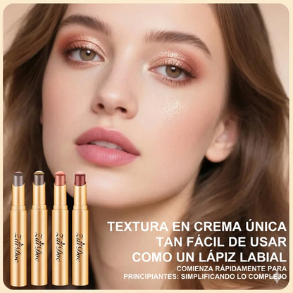 (Paquete de 4 colores) Sombra de ojos en barra 3 en 1 - Brillo de larga duración a prueba de manchas.