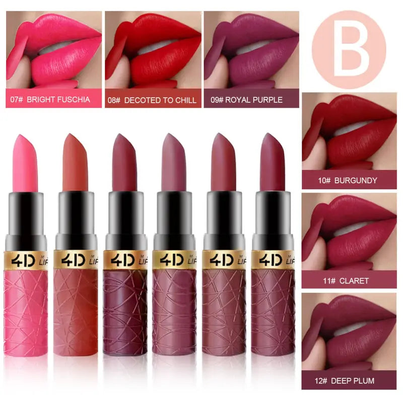 Color Duradero Set de Labiales Mate Hidratantes Suaves 6 Piezas