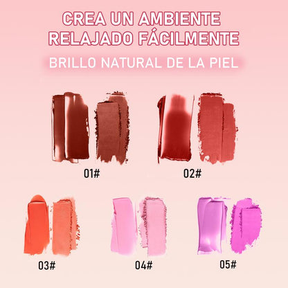 Coloración de Alta Intensidad Colorete Doble Efecto Crema y Polvo
