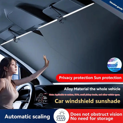 Protección térmica para parabrisas con visera parasol retráctil y soporte multifuncional para bloquear los rayos UV - Accesorios para coche: parasol plegable para ventanas