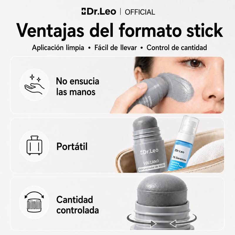Limpieza Profunda Stick de Arcilla Volcánica con Carbón Activado