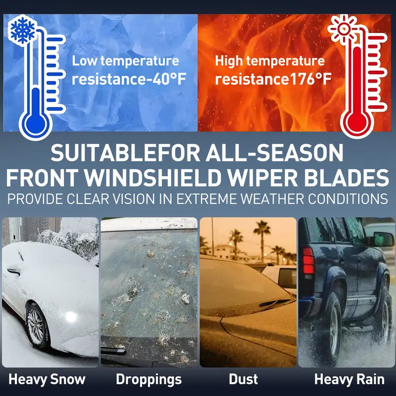 Limpiaparabrisas sin marco ultra silenciosos ITUTN - Calidad OEM, sin rayas | 5 adaptadores, compatibles con el 99% de los vehículos, limpiaparabrisas universales silenciosos para todas las estaciones, fácil instalación, repuestos para automóviles