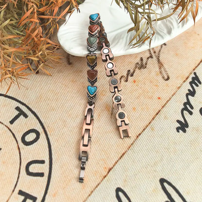 Pulsera de cobre Jecanori para mujer, pulseras magnéticas de cobre puro, piedras preciosas naturales únicas, regalos para mujer