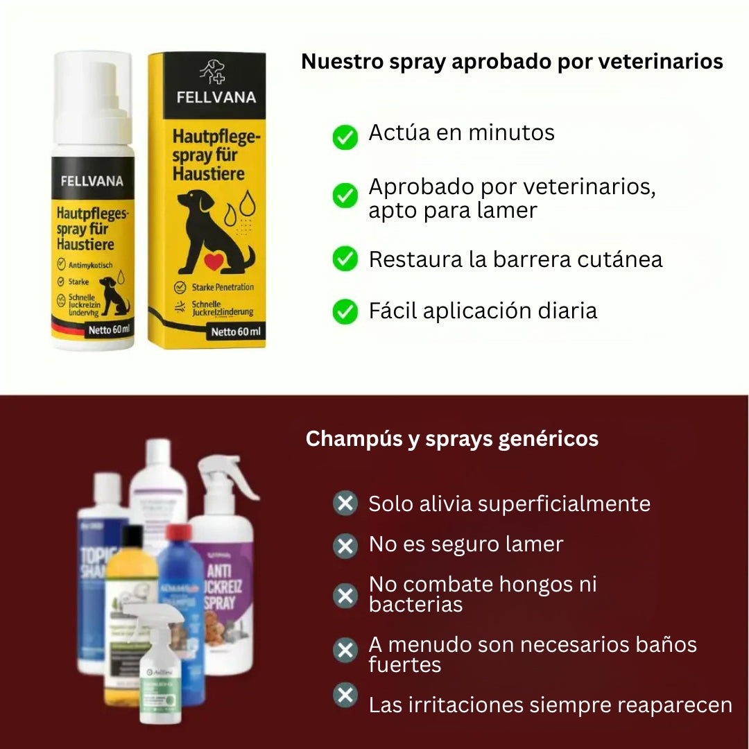 Fellvana™ Spray calmante para la piel aprobado por veterinarios