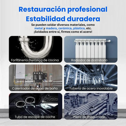 Pegamento para fundición mejorado, pegamento para reparación de metales, pegamento para reparación de fundición, relleno de soldadura de metal líquido resistente a altas temperaturas para defectos de fundición de metal, pegamento AB nuevo semi