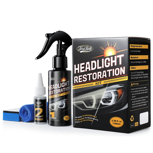 Kit de Restauración de Faros Toretark (Sin Lijado) – Solución de Limpieza (100ml) + Recubrimiento Cristalino (20ml)