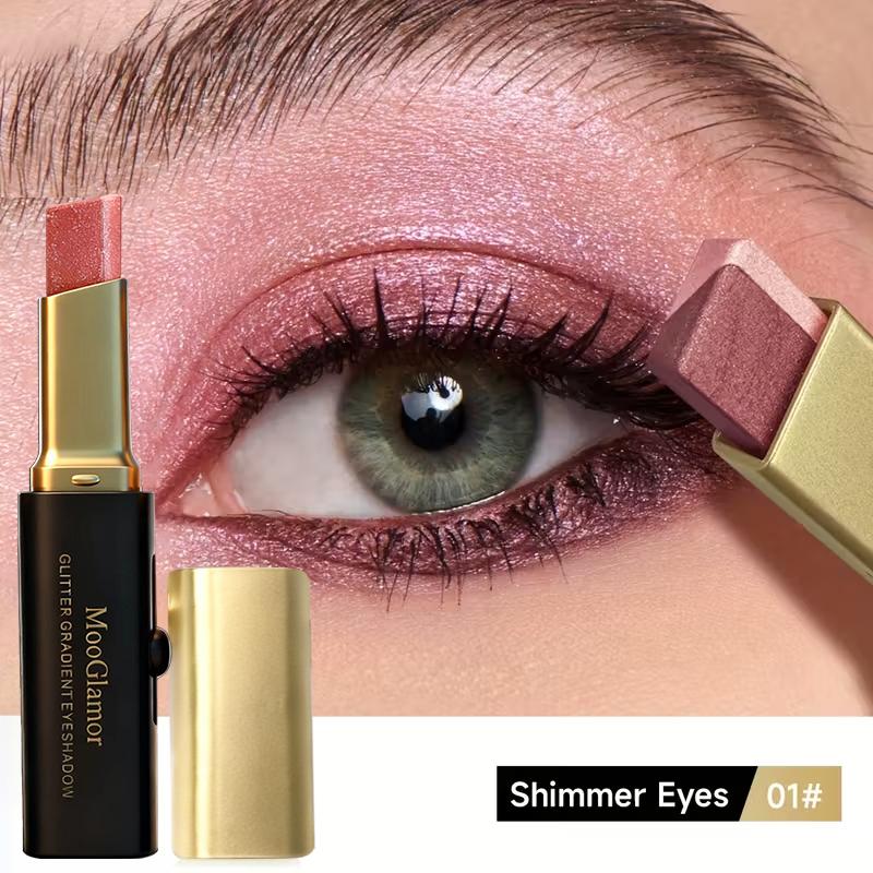 Barra de maquillaje para ojos mate, bicolor, resistente al agua y de larga duración