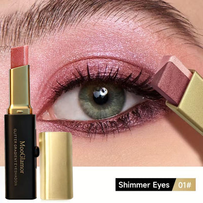 Barra de maquillaje para ojos mate, bicolor, resistente al agua y de larga duración