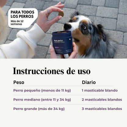 Probióticos para perros. Masticables blandos para alergias estacionales, salud intestinal y digestiva. Ingredientes de primera calidad revisados por veterinarios - Suplementos