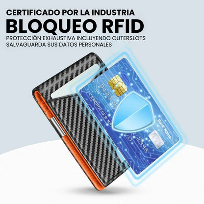 Cartera de cuero ultradelgada antirrobo RFID