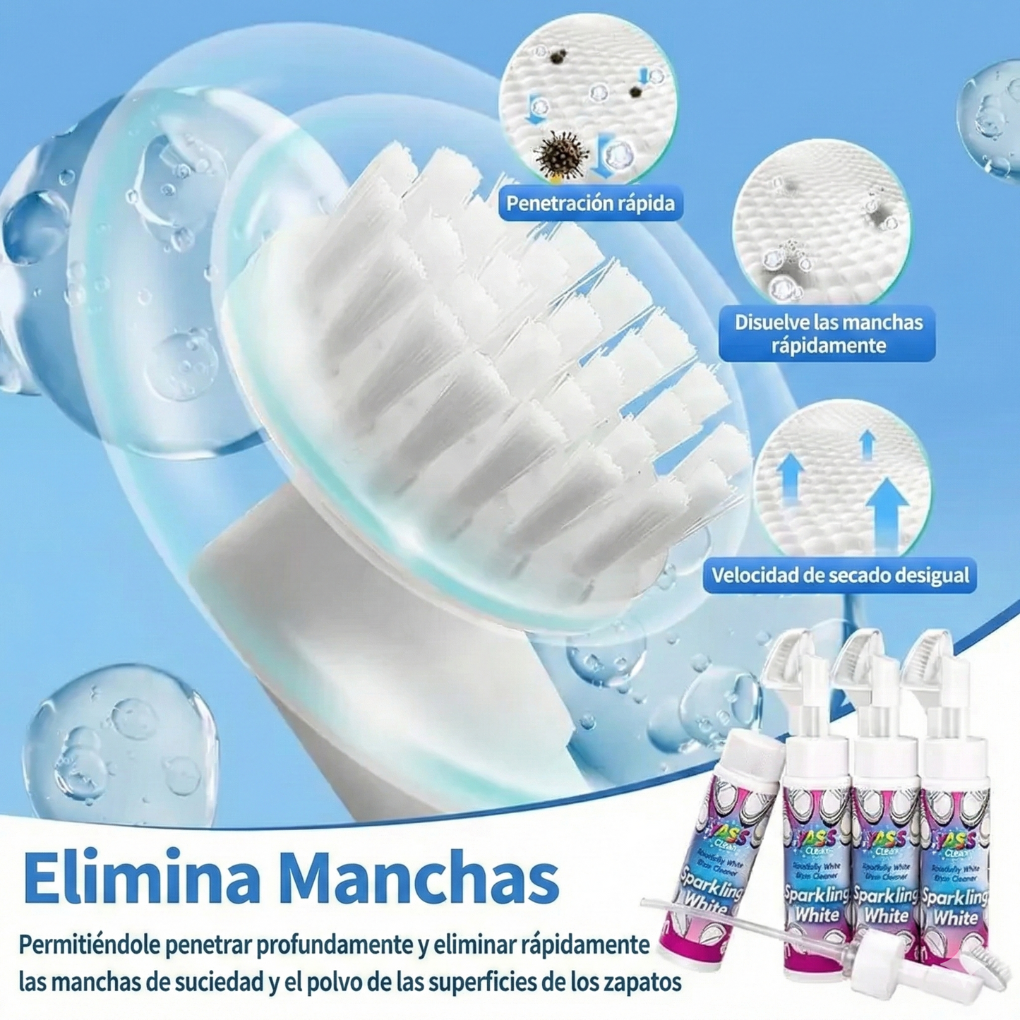 Limpiador de zapatos en espuma blanca
