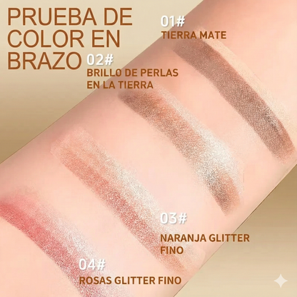 (Paquete de 4 colores) Sombra de ojos en barra 3 en 1 - Brillo de larga duración a prueba de manchas.