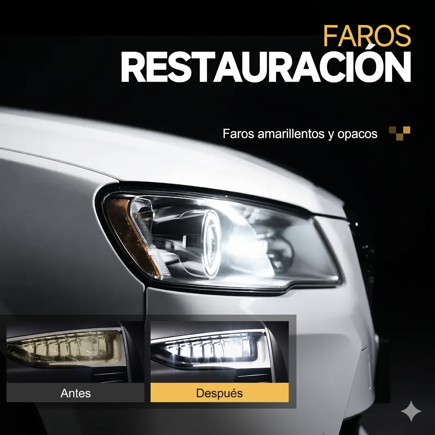 Kit de Restauración de Faros Toretark (Sin Lijado) – Solución de Limpieza (100ml) + Recubrimiento Cristalino (20ml)