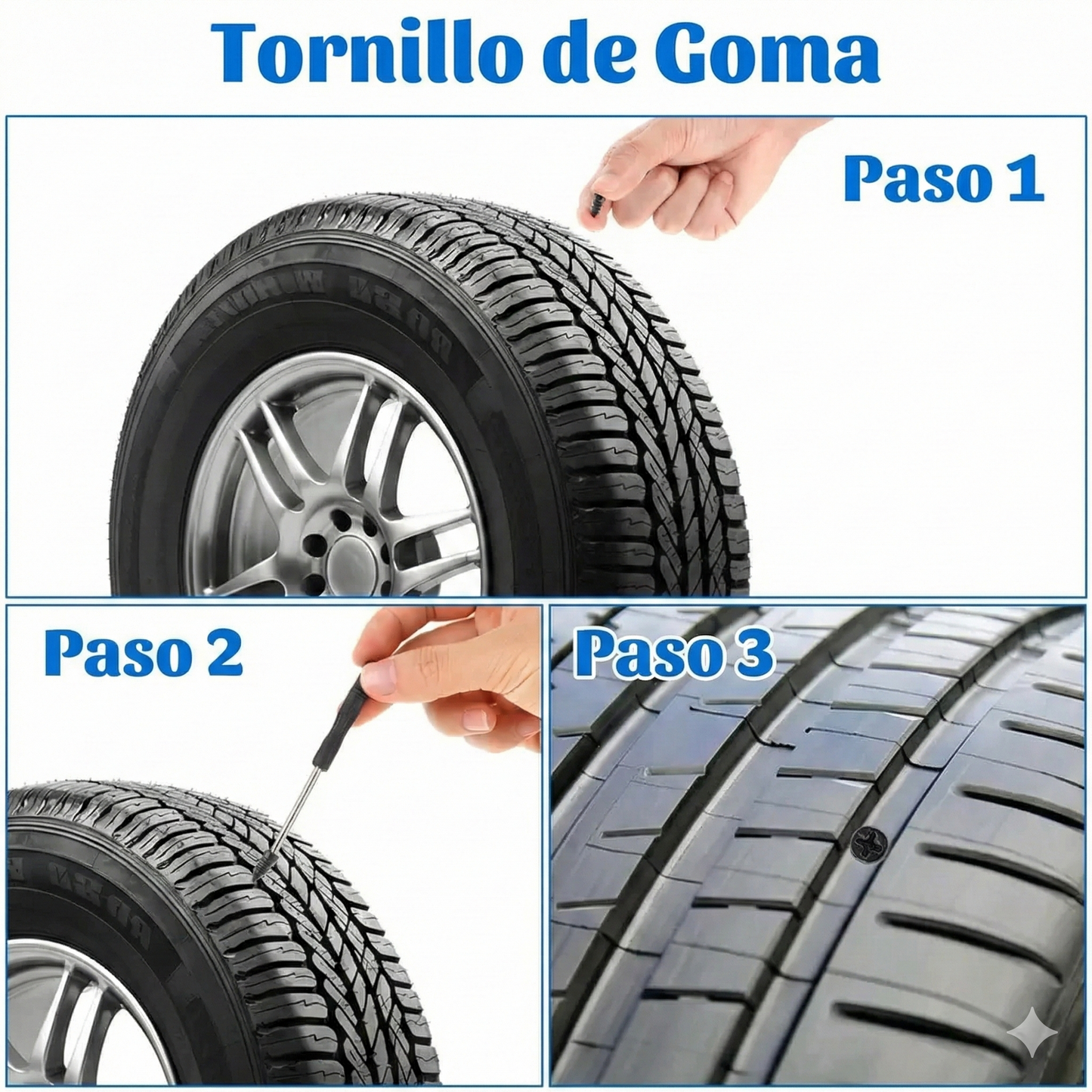 60 unidades - Clavos de goma para reparación de neumáticos