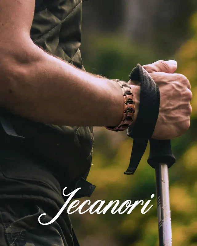 Pulsera de cobre Jecanori para hombre, brazalete único con cierre plegable, herramienta de ajuste y caja de regalo.