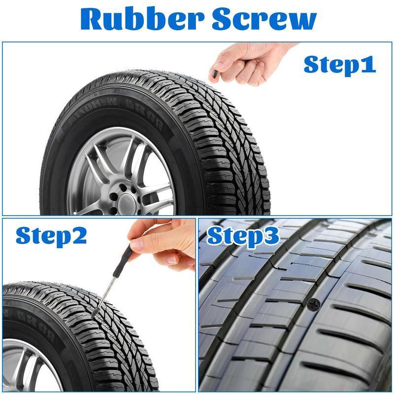 Reparación Rápida Neumáticos Kit con Clavos de Caucho Dual