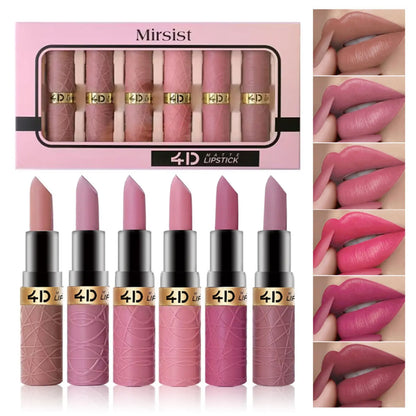 Color Duradero Set de Labiales Mate Hidratantes Suaves 6 Piezas