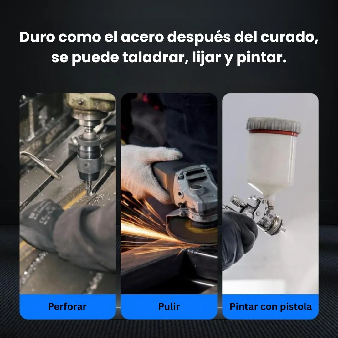 Pegamento para fundición mejorado, pegamento para reparación de metales, pegamento para reparación de fundición, relleno de soldadura de metal líquido resistente a altas temperaturas para defectos de fundición de metal, pegamento AB nuevo semi