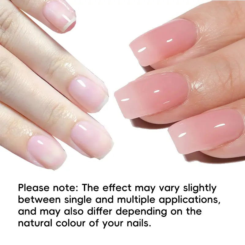 Tinovo Uno 12ML - Fortalecedor de uñas, esmalte en gel LED rosa natural, secado rápido y acabado brillante de larga duración, solución suave para el cuidado de uñas débiles y delgadas, cosmético.