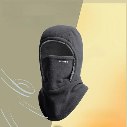 Gorro y mascarilla 2 en 1 para invierno - Resistente al viento, forro polar grueso para ciclismo, correr y esquiar, lavable a máquina, negro