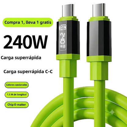 Carga Rápida Cable 240W Compatible Apple y Type-C Smartphone