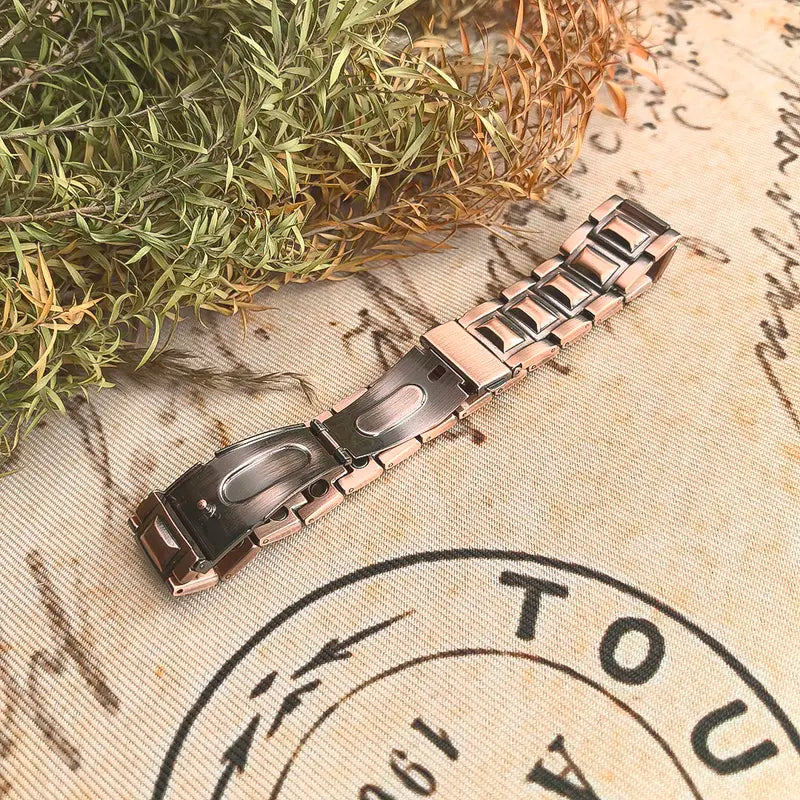 Pulsera de cobre Jecanori para hombre, brazalete único con cierre plegable, herramienta de ajuste y caja de regalo.
