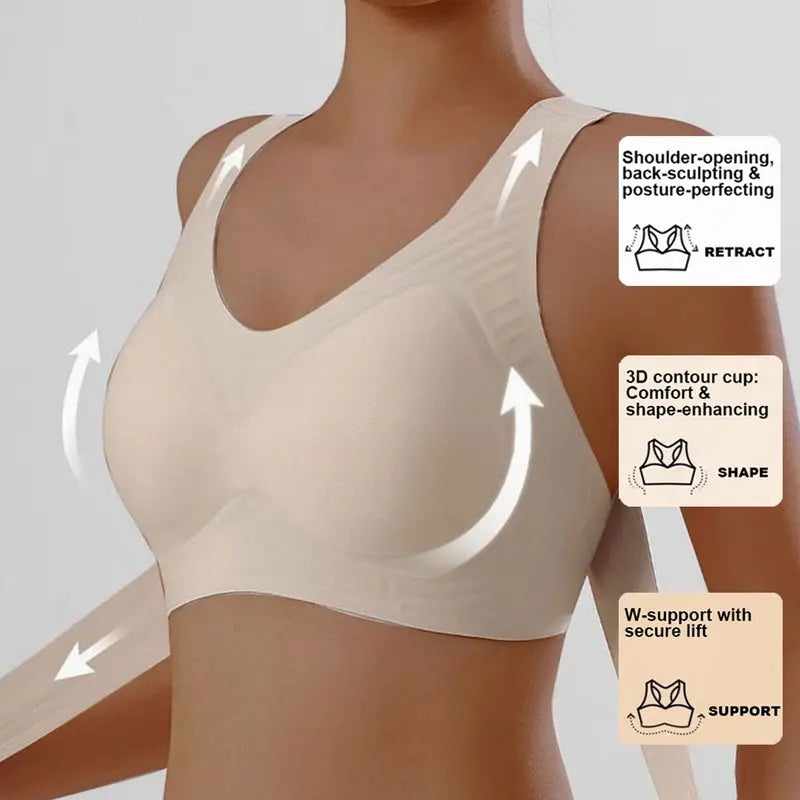 Sujetador corrector de postura 2 en 1: faja moldeadora de soporte para aliviar el dolor de espalda y brindar soporte a los hombros. Ropa interior femenina sin costuras, con soporte ajustable para espalda y hombros.