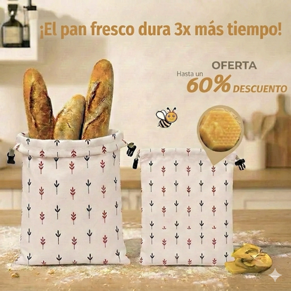 Bolsas de pan de primera calidad hechas de 100% algodón y cera de abeja.