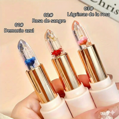 3 piezas - Set de labiales con pétalos transparentes