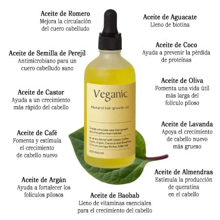 Veganic: aceite natural para el crecimiento del cabello