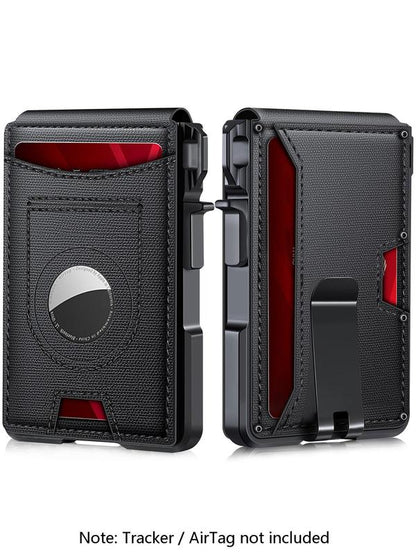Tarjetero minimalista de estilo empresarial para hombre, con ranuras para tarjetas RFID, cierre magnético y bloqueo RFID, billetera con múltiples ranuras para uso diario.