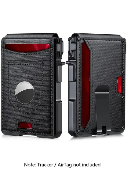 Tarjetero minimalista de estilo empresarial para hombre, con ranuras para tarjetas RFID, cierre magnético y bloqueo RFID, billetera con múltiples ranuras para uso diario.
