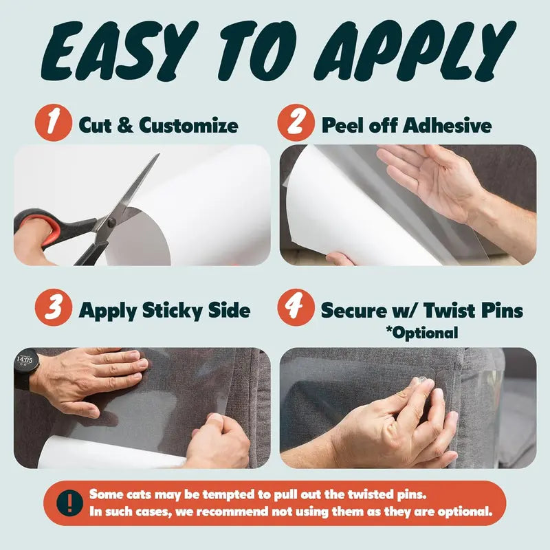 AISOON Paquete de 12 protectores antiarañazos de gato para muebles y sofás: resistentes, fáciles de aplicar, protegen las esquinas del sofá, paredes y puertas de arañazos y ofrecen protección adicional. Incluye 50 pines giratorios.