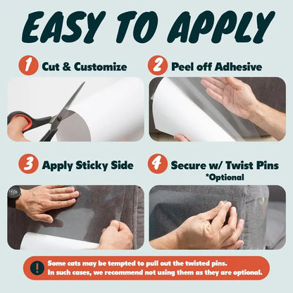 AISOON Paquete de 12 protectores antiarañazos de gato para muebles y sofás: resistentes, fáciles de aplicar, protegen las esquinas del sofá, paredes y puertas de arañazos y ofrecen protección adicional. Incluye 50 pines giratorios.