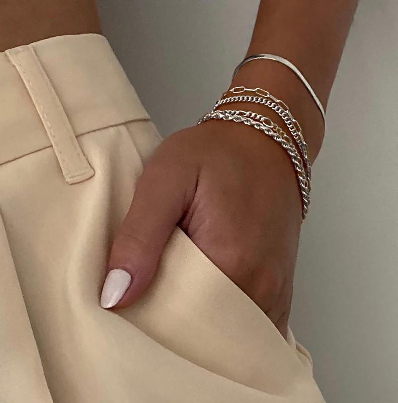 Pulseras Tewiky para mujer, conjuntos de joyas para mujer, pulseras de cadena con clip de papel, finas, apilables y de eslabones cubanos, accesorios de moda, regalos para mujer, joyería maximalista.