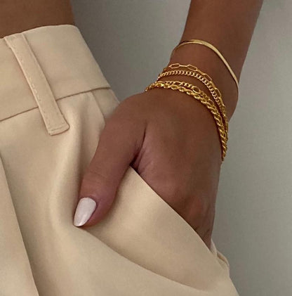 Pulseras Tewiky para mujer, conjuntos de joyas para mujer, pulseras de cadena con clip de papel, finas, apilables y de eslabones cubanos, accesorios de moda, regalos para mujer, joyería maximalista.
