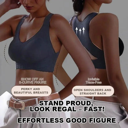 Sujetador corrector de postura 2 en 1: faja moldeadora de soporte para aliviar el dolor de espalda y brindar soporte a los hombros. Ropa interior femenina sin costuras, con soporte ajustable para espalda y hombros.
