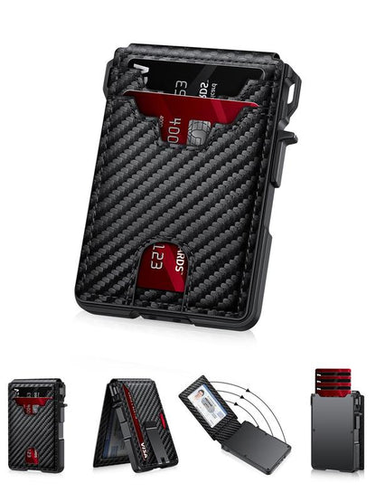 Tarjetero minimalista de estilo empresarial para hombre, con ranuras para tarjetas RFID, cierre magnético y bloqueo RFID, billetera con múltiples ranuras para uso diario.