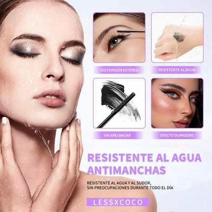 Rizador Natural Máscara de Pestañas Resistente al Agua Negra
